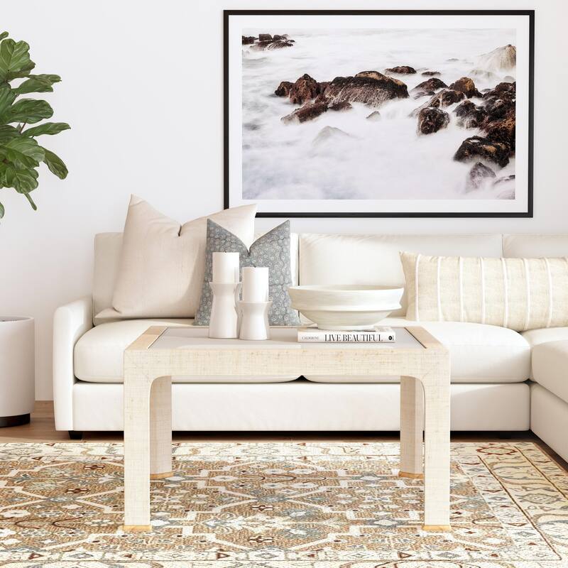 Chatham Glass and Raffia Square 36" Coffee Table