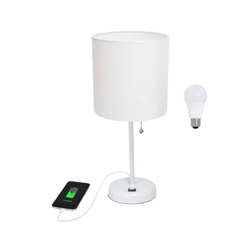 Simple Designs 19.5" Desk Lamp with Feit LED Bulb Included - 19.50 - White/White Shade