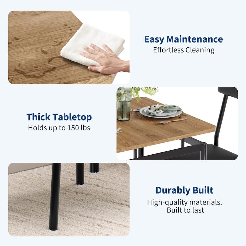 3 Piece Dining Table Set, with 2 PU Upholstered Chair