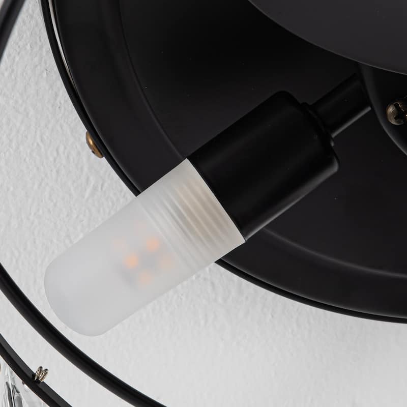 13-inch Matte Black Industrial Bladeless Fandelier Flush Mount Ceiling Fan with Remote