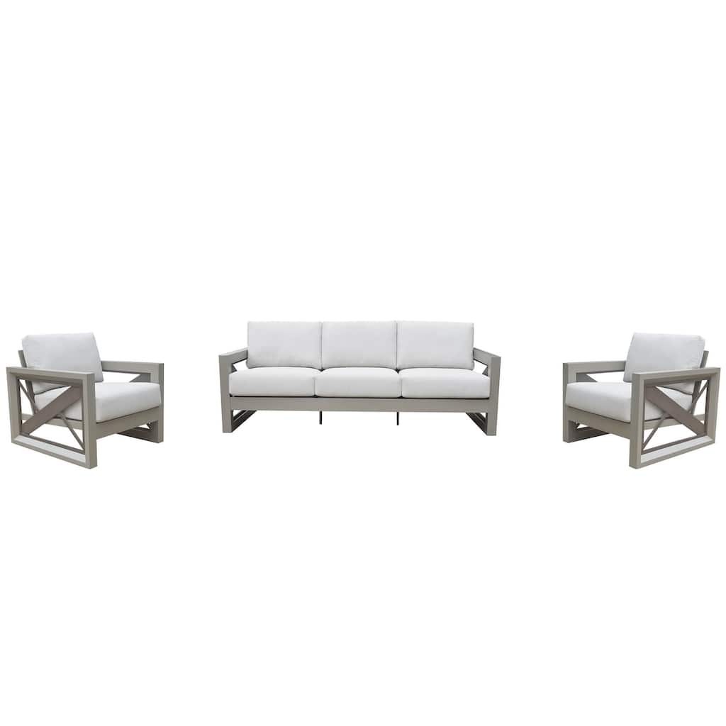 Diglur 3-Piece Outdoor Lounge Set, Gray