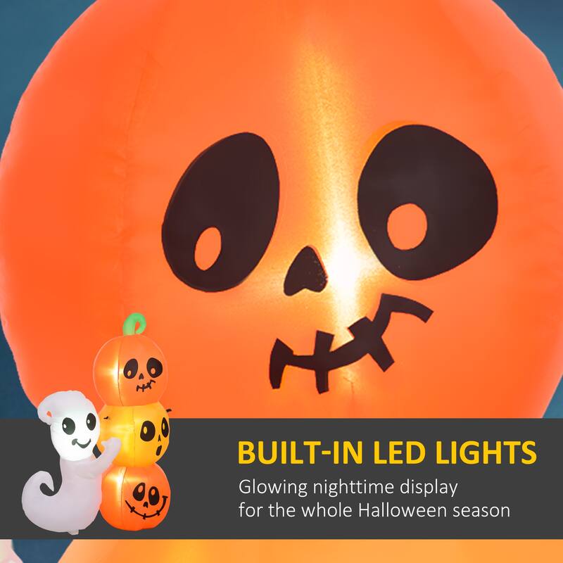 5ft Inflatable Halloween Decoration Ghost and Pumpkin, Blow Up Outdoor LED Yard Display, Waterproof