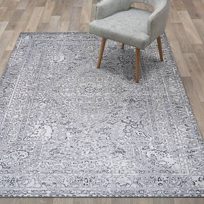 Brocco Fiore Gray/ Ivory Area Rug