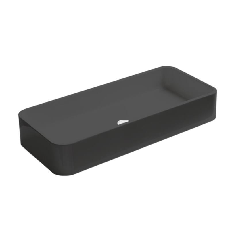 WS Bath Collections Cosa 39-3/8" Rectangle Ceramic Vessel Bathroom - Matte Black