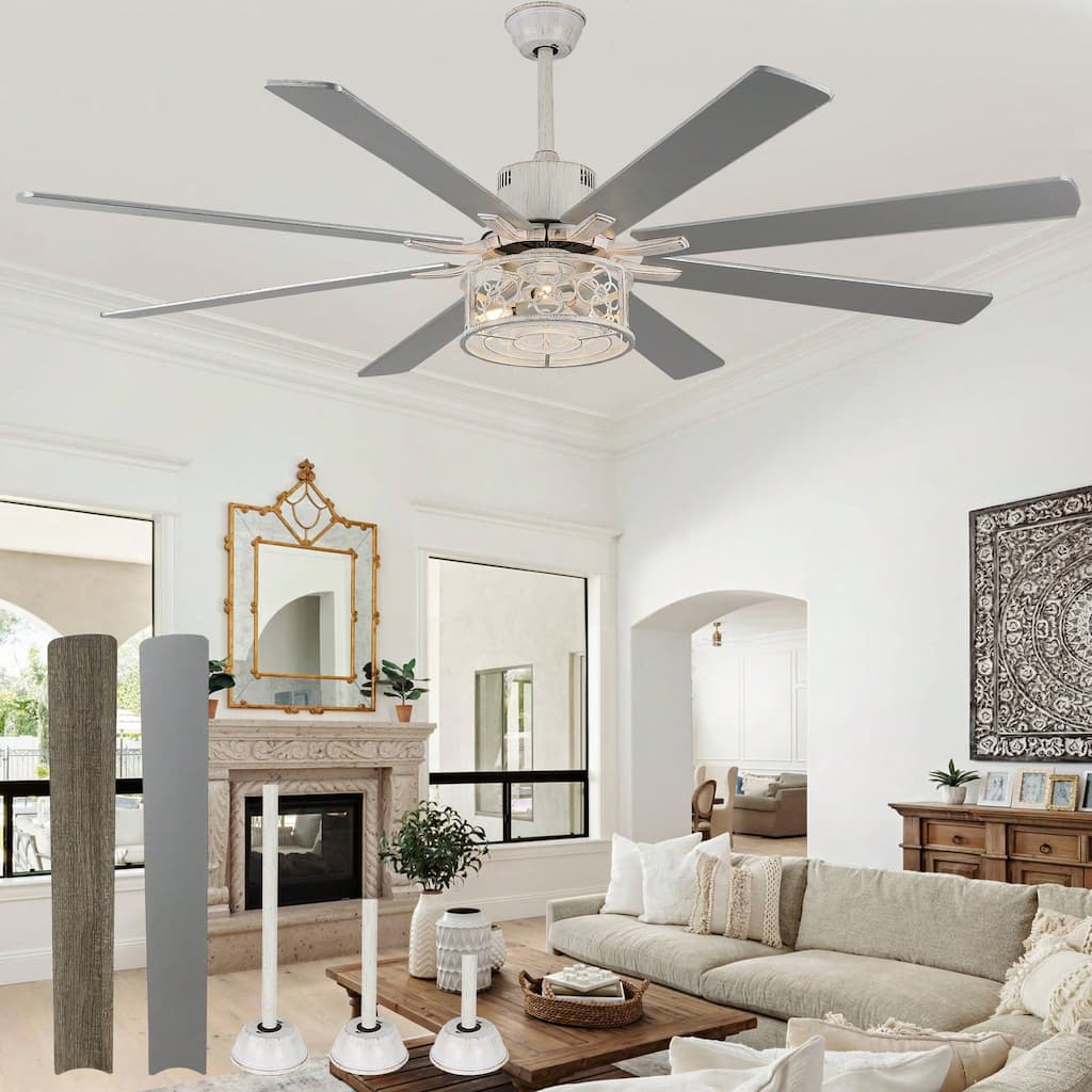 Cusp Barn 72in. Industrial Ceiling Fan with Remote, Dual Finish Blades, Modern Silent DC Motor 6 Speeds Reversible Ceiling Fan