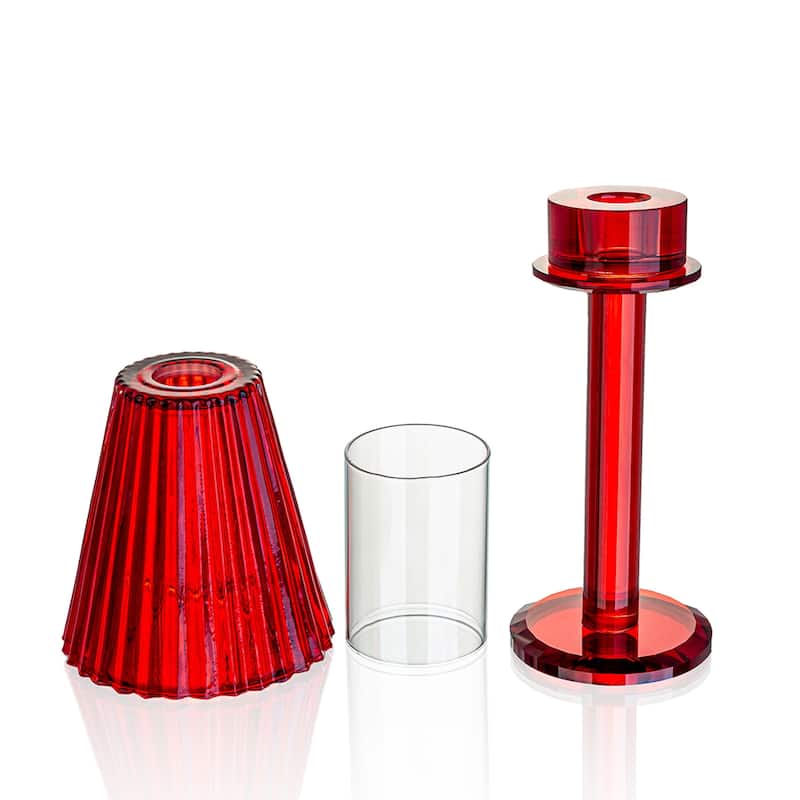 12 Inch Crystal Glass Candle Lamp with Stylish Glass Shade for Decor