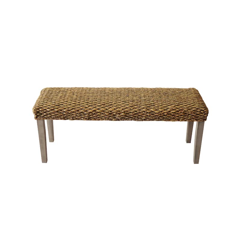 M4H Valencia Solid Wood Natural Water Hyacinth Indoor Bench