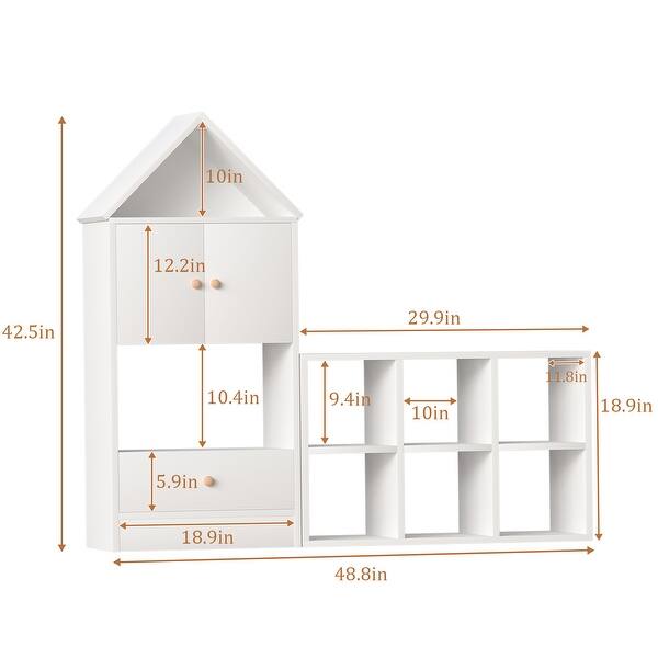 dimension image slide 1 of 2, Multi-Functional Kids Bookshelf Storage