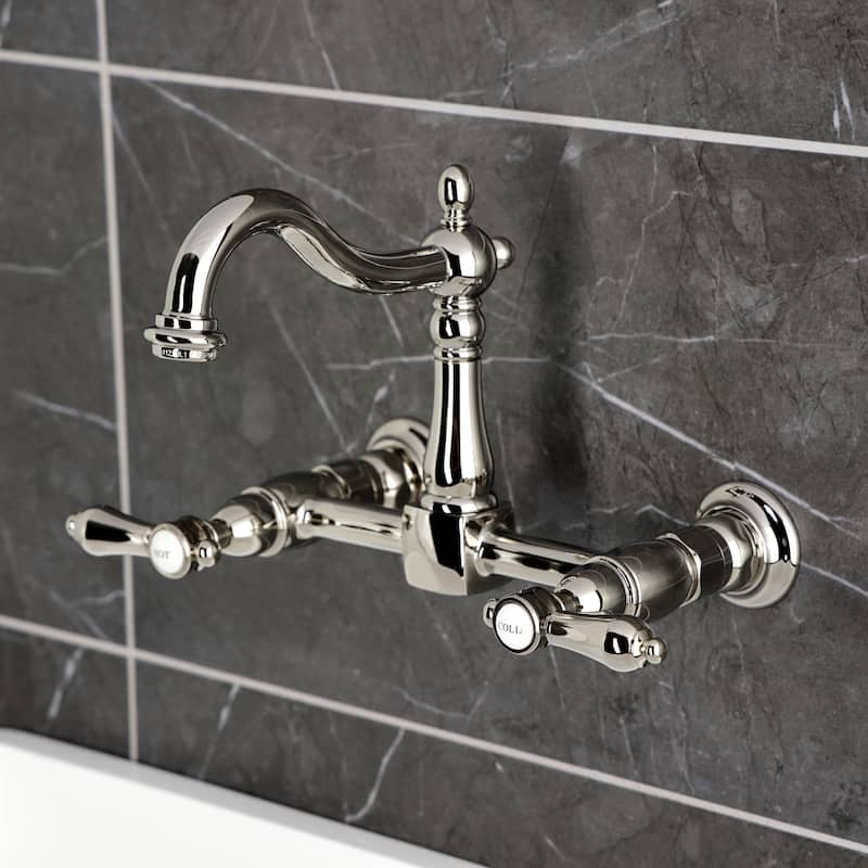 Heirloom Two-Handle 2-Hole Wall Mount Bridge Kitchen Faucet