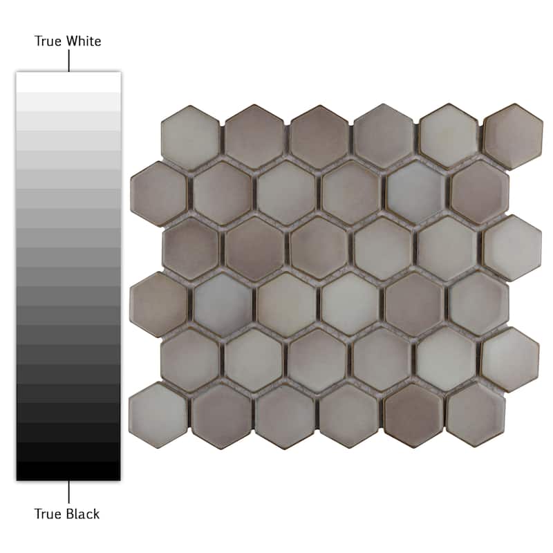 Merola Tile Hudson Due 2" Hex Dove Grey 10-7/8" x 12-5/8" Porcelain Mosaic Floor and Wall Tile