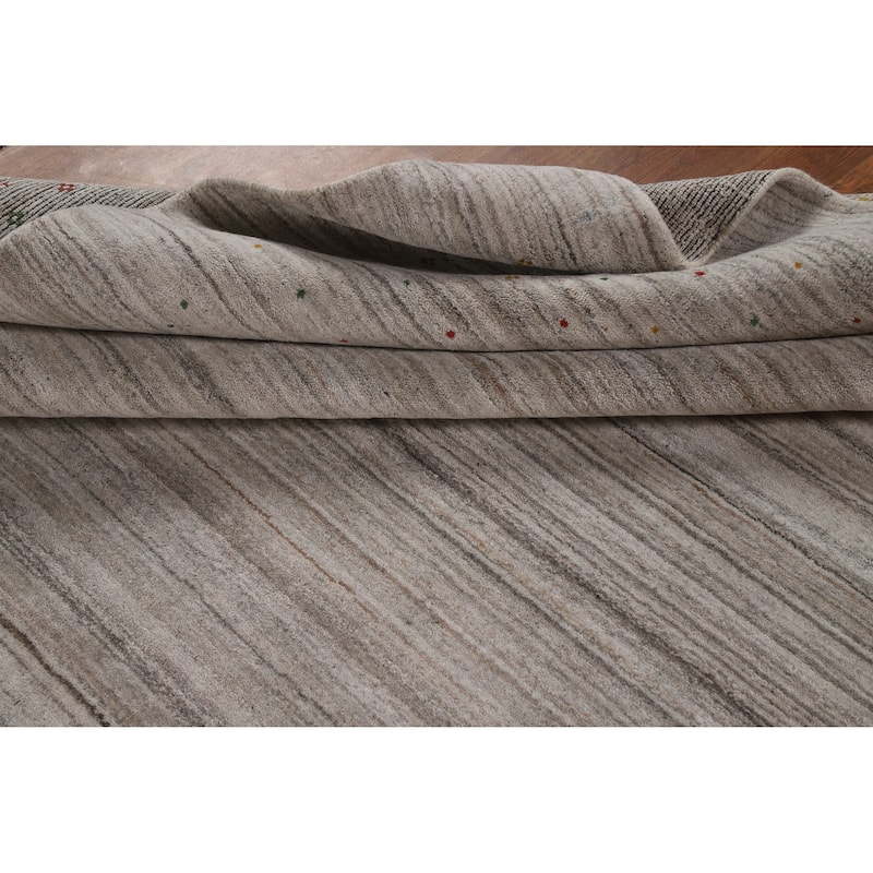 Striped Gabbeh Indian Area Rug Handmade Oriental Wool Carpet - 7'9" x 9'8"