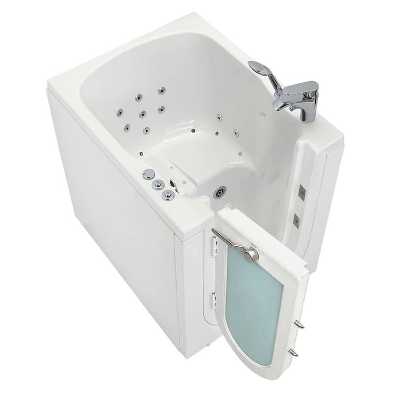 Ella Front Entry 32"x40" Acrylic Hydro Massage Walk-In Bathtub with Outward Swing Door 2 Piece Fast Fill Faucet 2" Drain