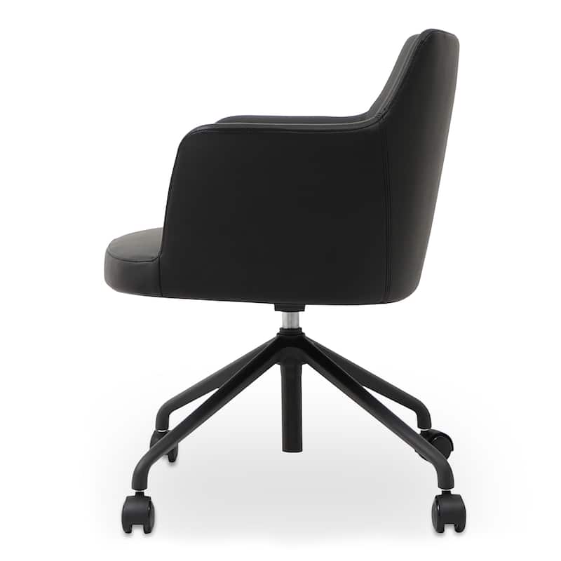 NADAAL STUDIOS Nerina Office Chair, Vegan Leather & Performance Fabric, Swivel, Adjustable Height, Caster Wheels, Black