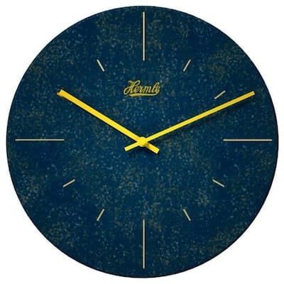 Quartz Movement Round Metal Wall Clock - 12" - Navy Blue