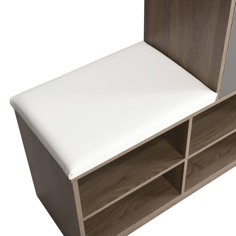 Multi-functional Shoe Bench Entryway with Storage,Padded Seat and Adjustable Shelves