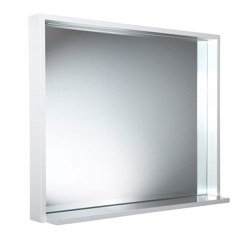 Fresca Allier 25-1/2" x 35-1/2" Plywood Framed Mirror with Shelf - White