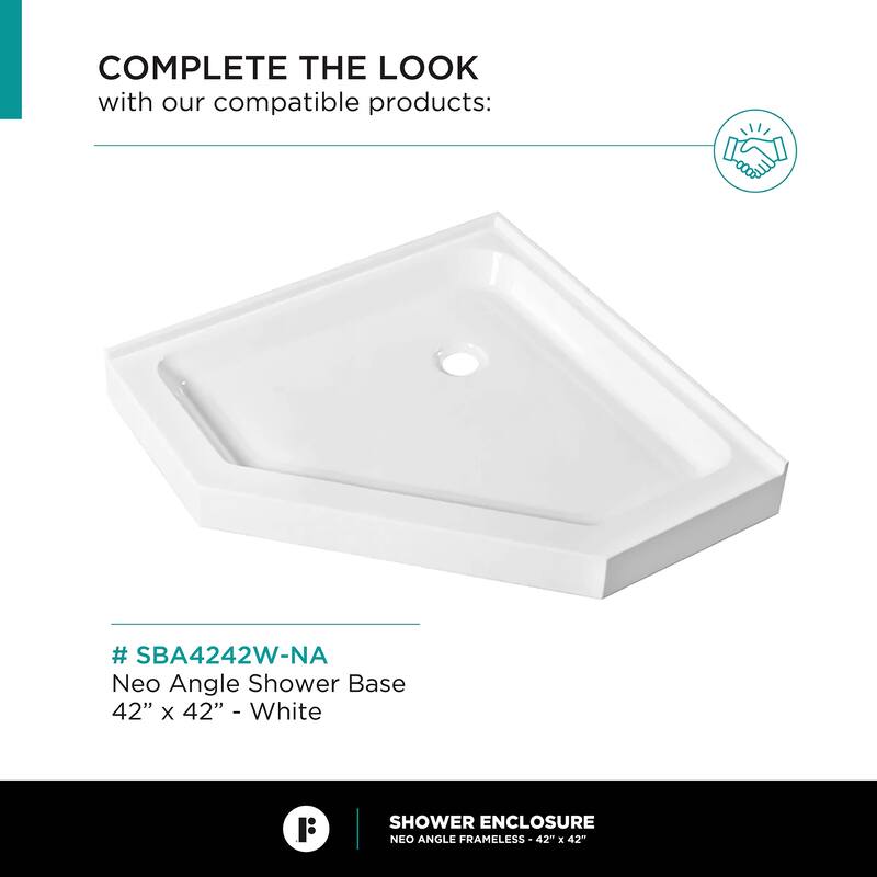 Fine Fixtures Shower Enclosure Neo Angle Frameless Tempered Glass