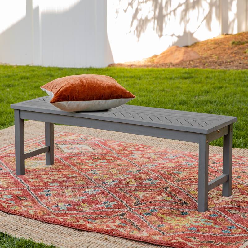 Walker Edison Elephant Point Acacia Wood Chevron Bench