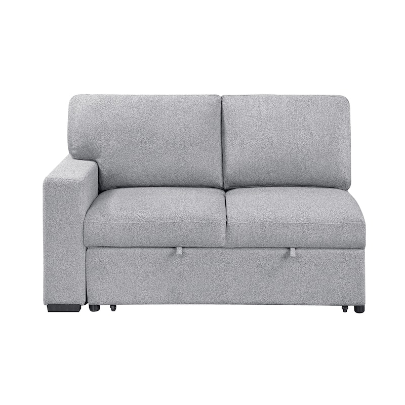 Ompa Modular Armless Sofa with Storage, Cloud Gray Boucle, 52 Inch
