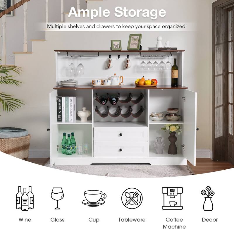 Farmhouse Wine Cabinet with Storage Cabinets