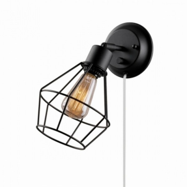 Globe Electric 65448 Plug In Wall Sconce W Pivoting Wire Shade Matte Black Globe Electric 65448 Plug In Wall Sconce W Pivoting Wire Shade Matte Black