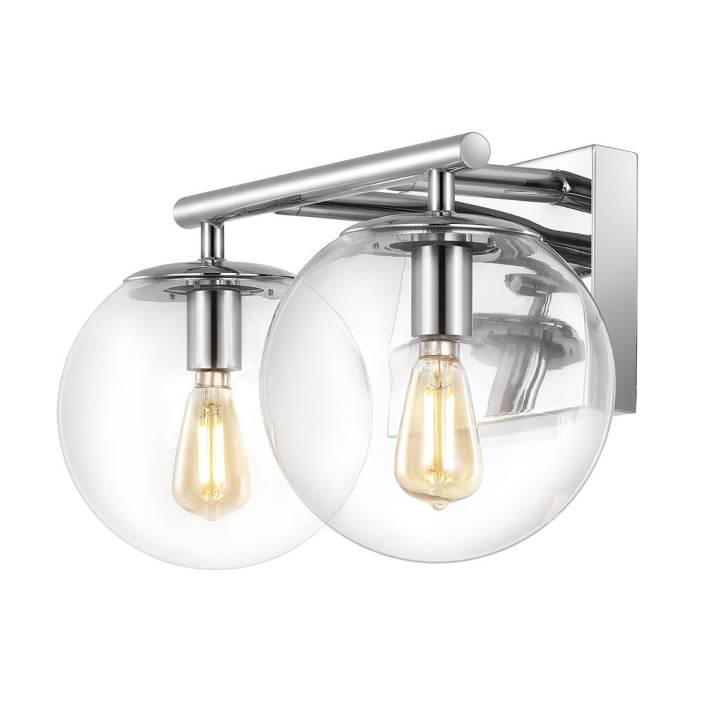 SAFAVIEH Lighting Zenta 2-Light 14-inch Glass Orb Wall Sconce (LED Bulbs Included) - 7.5 In. W x 14 In. D x 7.8 In. H