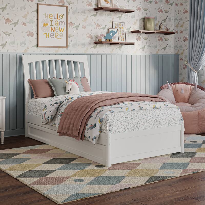 Roslyn Platform Bed with Panel Footboard and Twin Trundle