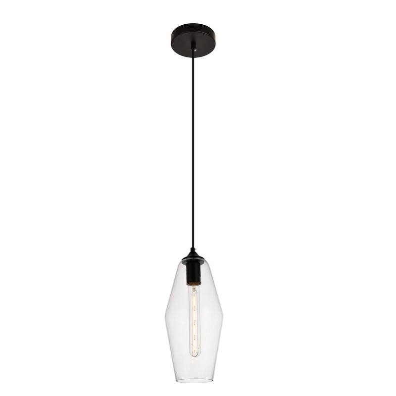 Placido Collection Pendant D5.9 H14.2 Lt:1 Black and Clear Finish