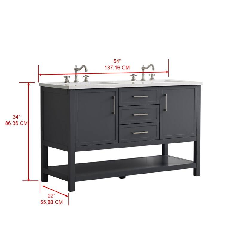 Sudio Design Arlo 54" Double Bathroom Vanity - 54" Double Sink