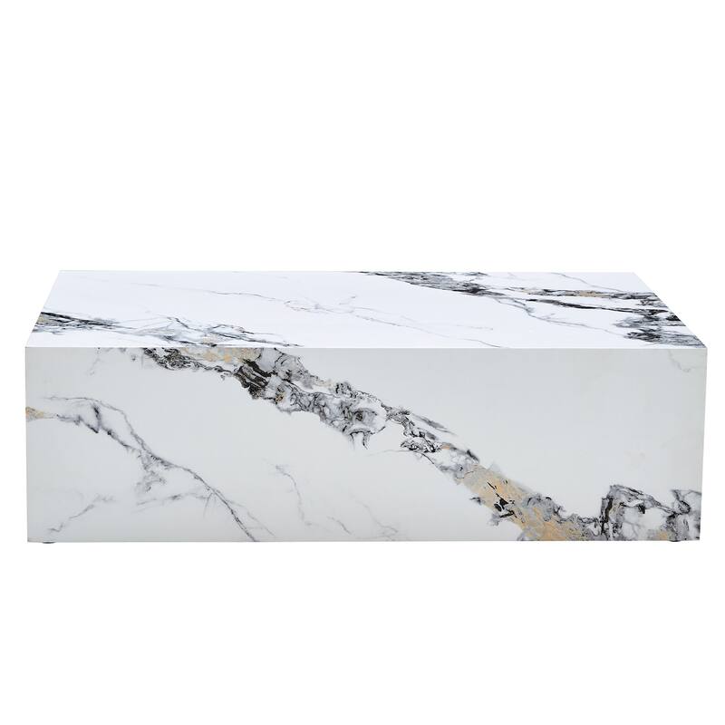 Marble Pattern Coffee Table Dining Table with Layer Waterproof, Accent Table End Table with Easy Assembly