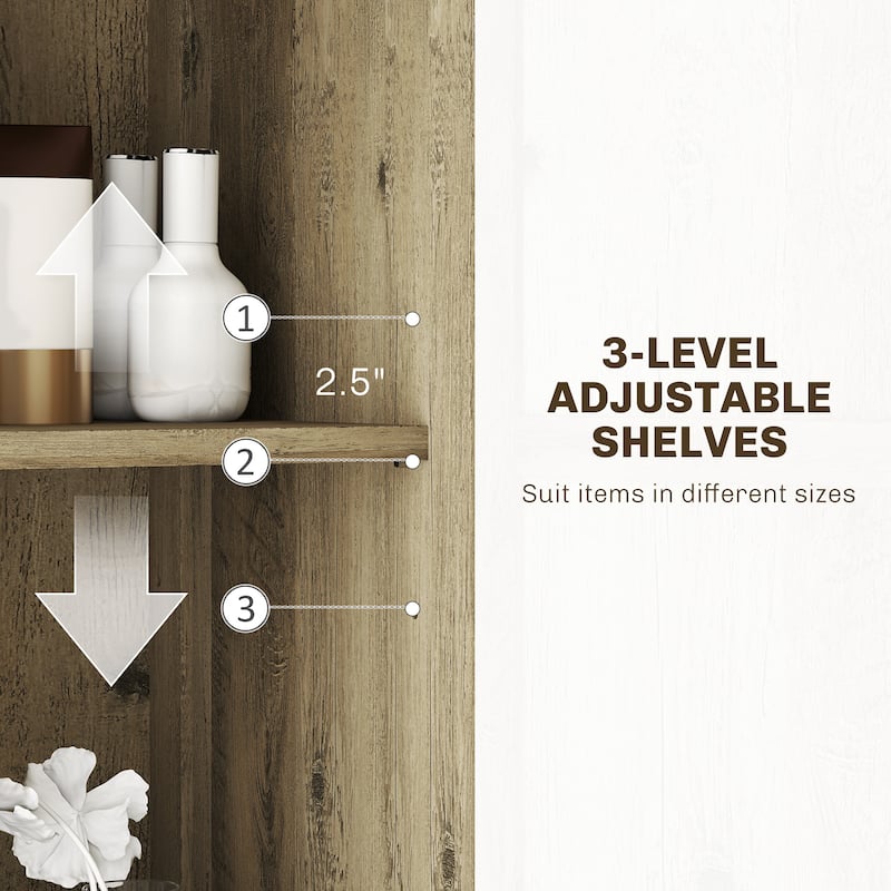 Distressed Grey MDF Tall Bathroom Cabinet with Barn Doors and Drawer - 15.7" L x 11.8" W x 66.9" H