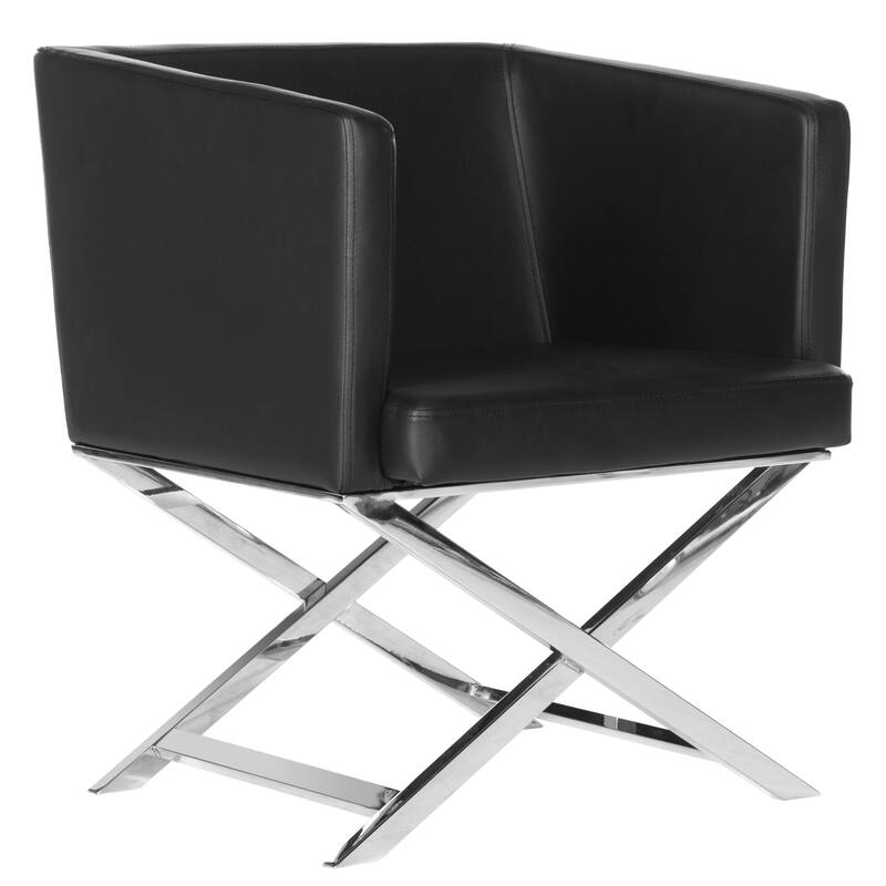 SAFAVIEH Inell Glam Navy/ Chrome Cross Leg Club Chair - 23Wx24Dx29H