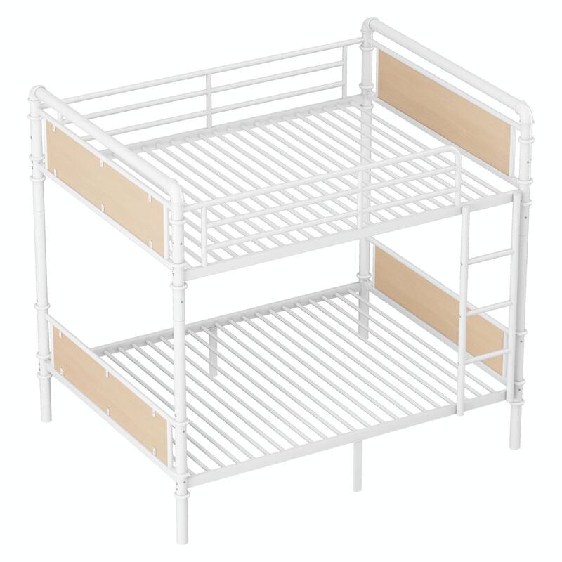 Metal Bunk Bed, Industrial Detachable Bunkbeds with Safety Guard Rails for Teens