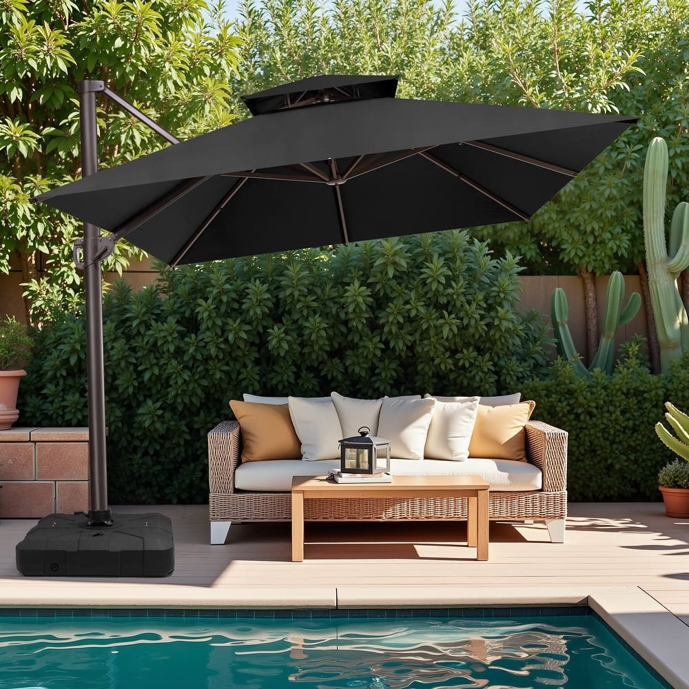 10 x 13 Feet Double Top Rectangular Patio Offset Cantilever Umbrella Aluminum with Crank