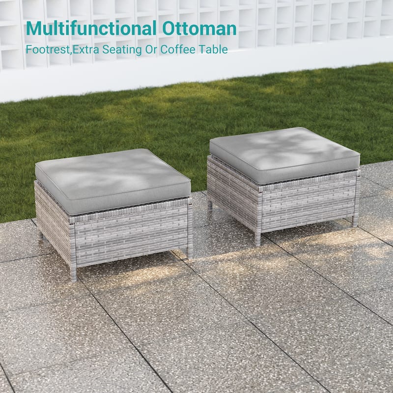 BONOSUKI 5-Piece Patio Sofa Sets Grey Rattan Outdoor Furniture Set