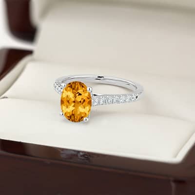 Auriya 1 1/2ct Fancy Oval Citrine and Diamond Engagement Ring 1/4ctw 14k Gold