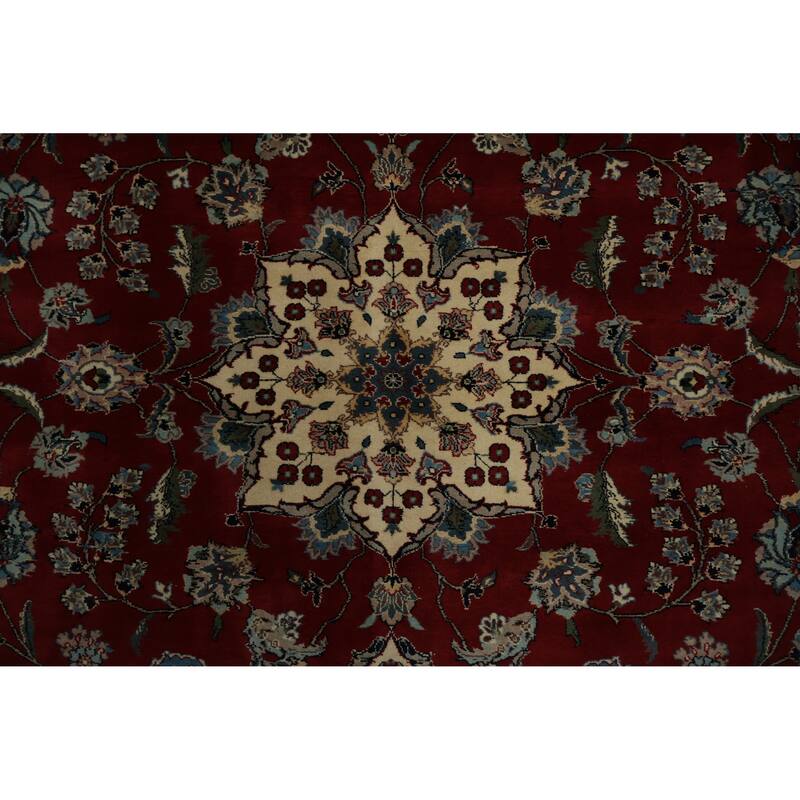 Hand Knotted Oriental 100% Wool Carpet Traditional Floral Red Sarouk Area Rug - 10' 6'' X 8' 0''