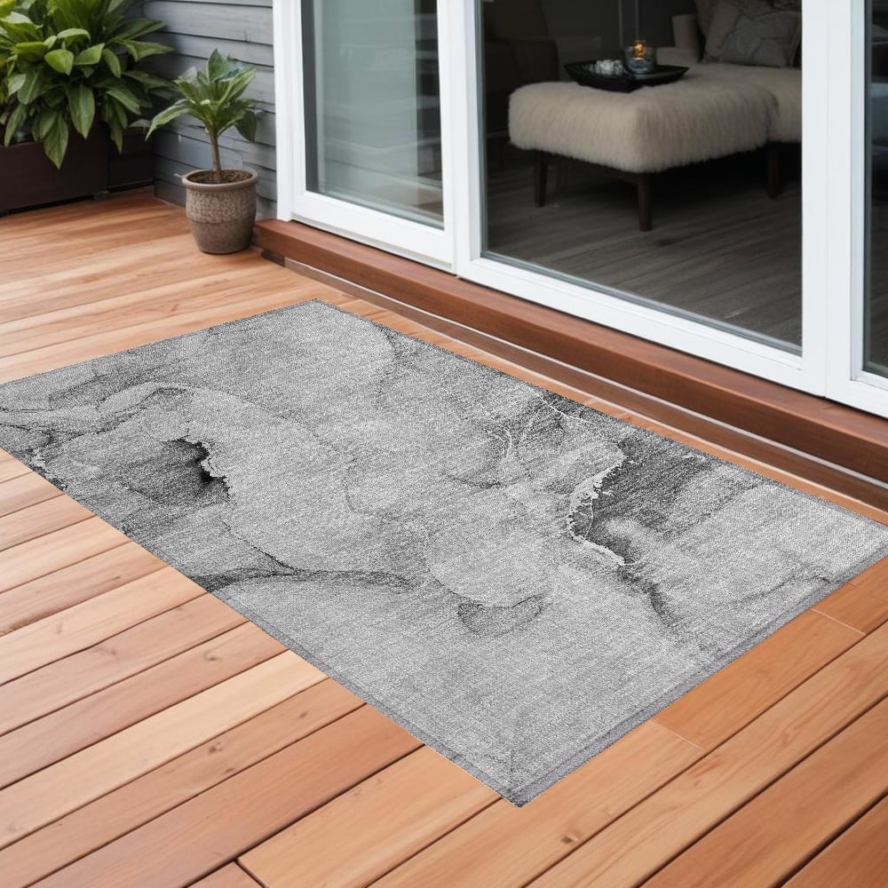 Lalu Artistic Abstract Weather Resistant Classic Meets Modern Outdoor Rug