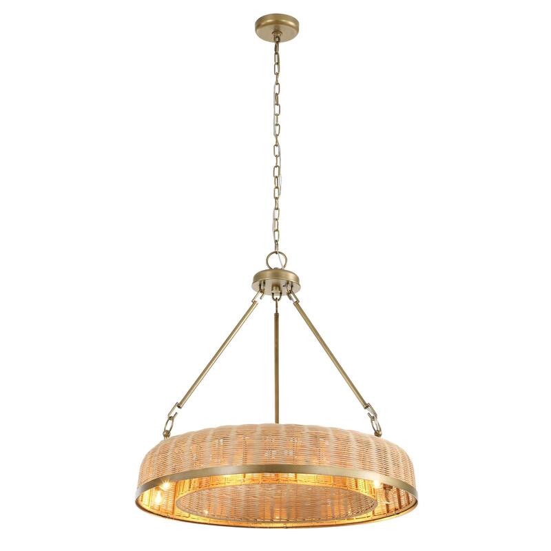 Uttermost Ladakh 9 Light Round Wicker Pendant - 28"W x 28"D x 27"H