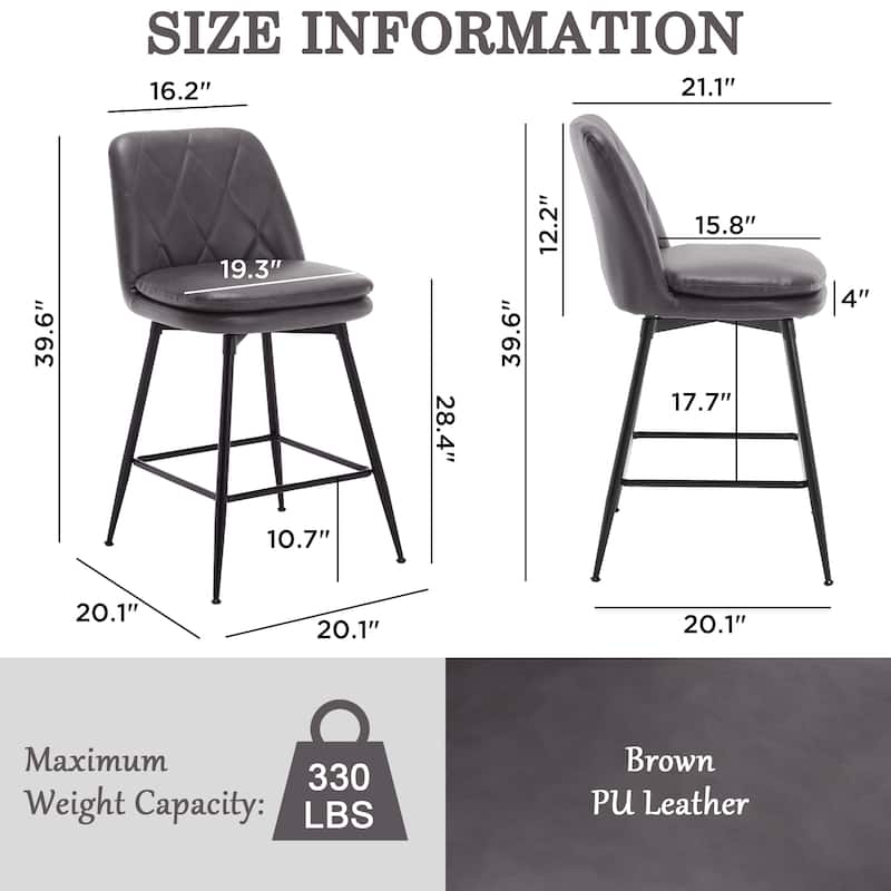 26"/29" Faux Leather Swivel Counter and Bar Height Stools (Set of 4)
