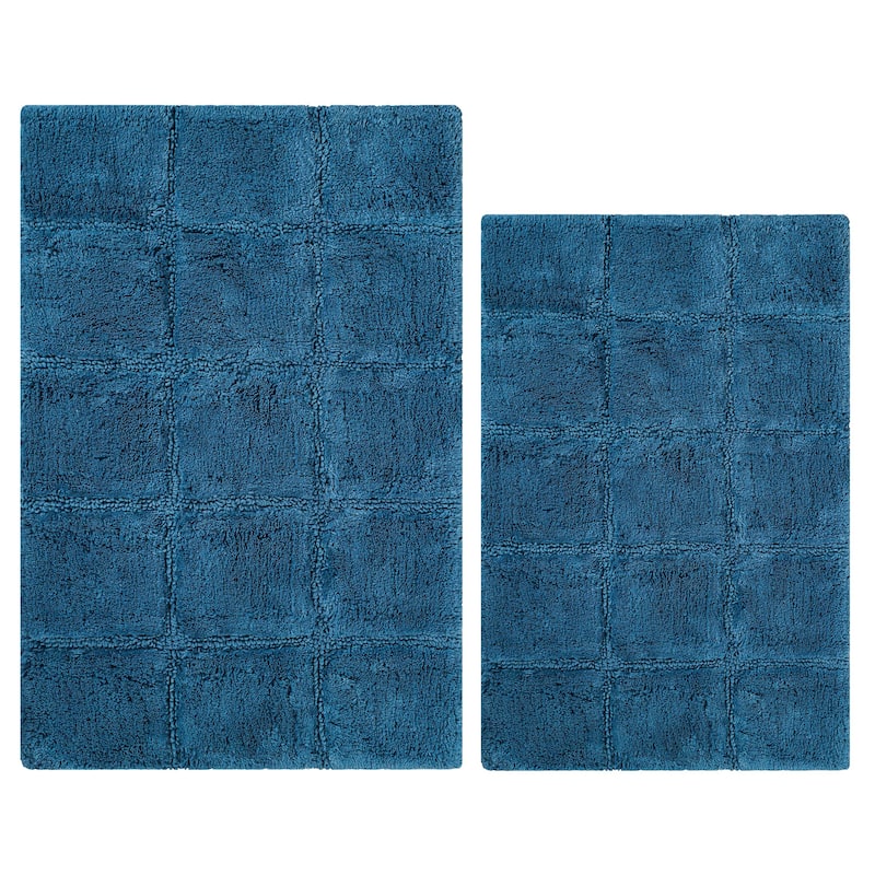 Superior Cotton Checkered 2-piece Non-skid Bath Rug Set