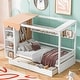 preview thumbnail 11 of 25, Wooden Twin Size Semi-enclosed House Daybed Frame with Built-in wardrobe(with Curtain), Side Compartments, Drawers and Shelves