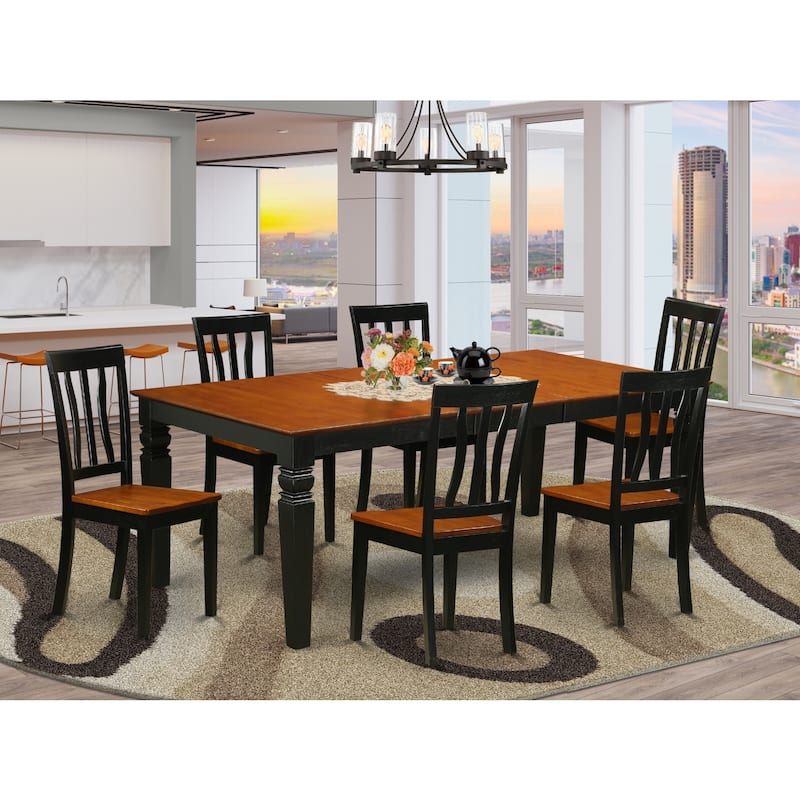 Modern Dining Table Set - Kitchen Table with Chairs - 9 Piece Dining Room Set - Black Finish