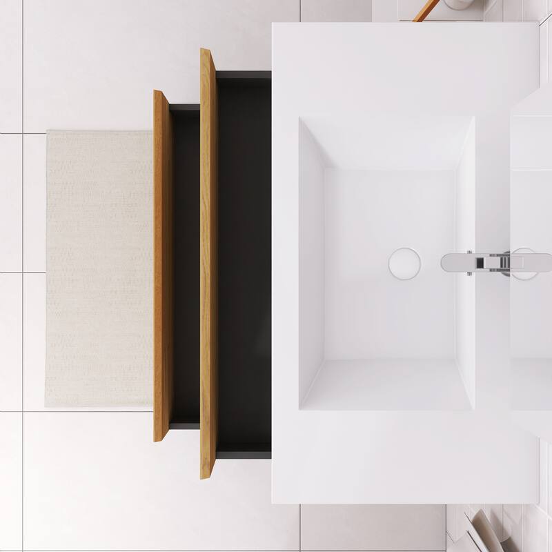 Floating Bathroom Vanity with Integrated Resin Top