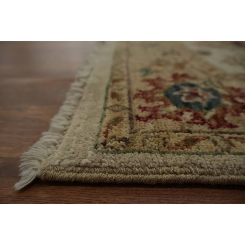 Hand Knotted Oriental 100% Wool Carpet Traditional Floral Beige & Ivories Peshawar Area Rug - 6' 2'' X 2' 7''