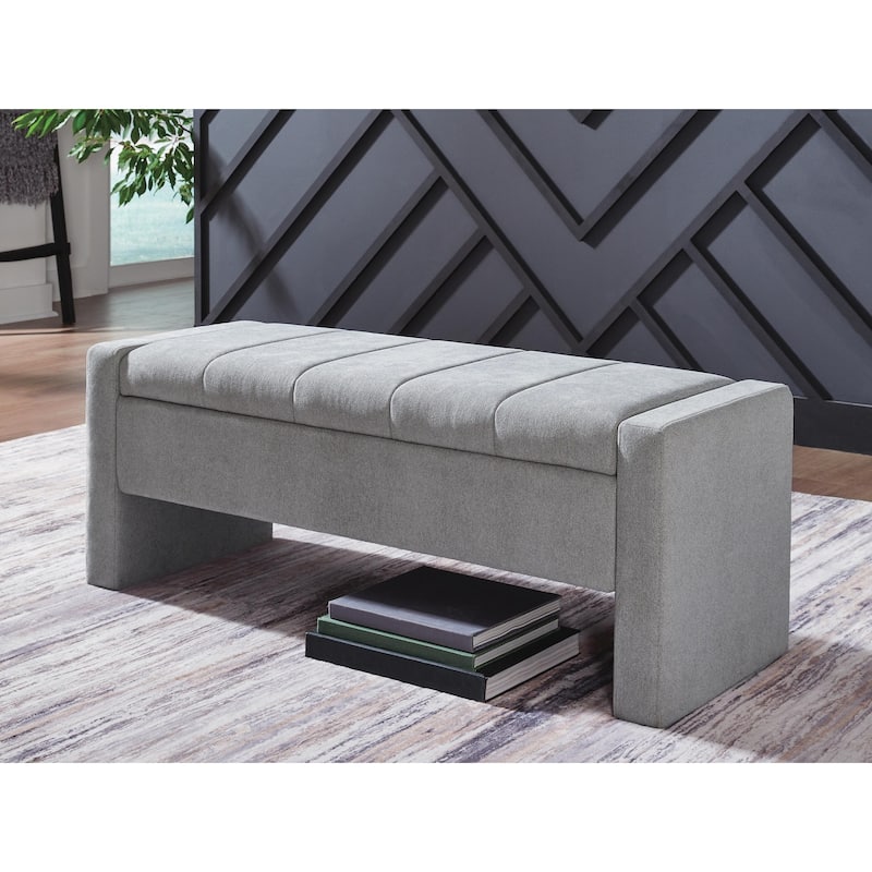 Signature Design by Ashley Akselman Light Gray Storage Bench - 50" W x 18" D x 19" H - 50" W x 18" D x 19" H - Light Gray