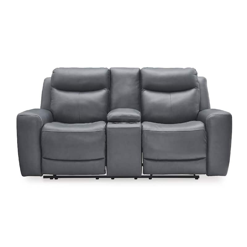 Signature Design by Ashley Mindanao Steel Power Reclining Loveseat with Console - 79"W x 42"D x 43"H