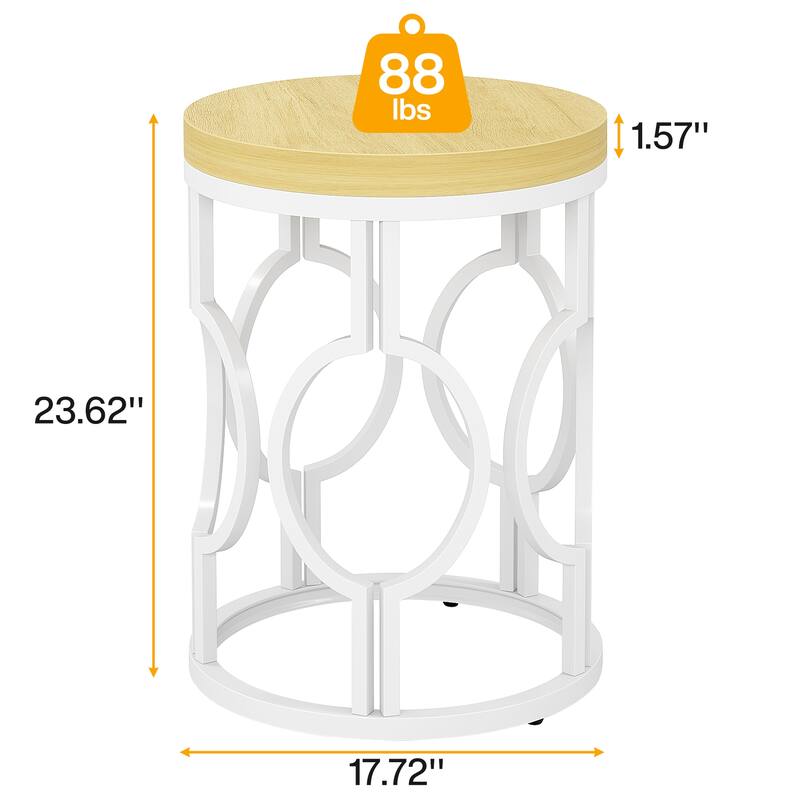 Wood Round End Side Table for Living Room Bedroom