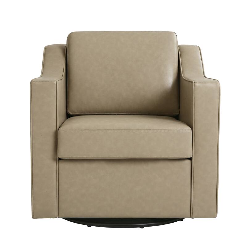 30'' W Vegan Leather/ Chenille Swivel Accent Chair