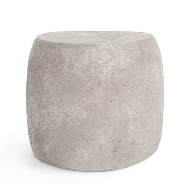 Classic Home Britney Concrete Outdoor End Table in Light Grey